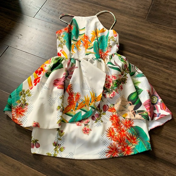AVA white floral dress with overlay - Picture 3 of 16